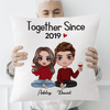 Doll Couple Sitting Gift For Him For Her Personalized Pillow (Insert Included)