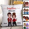 Doll Couple Standing Together Since Personalized Pillow (Insert Included)