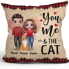 Doll Couple Standing You & Me & Cats Personalized Pillow (Insert Included)