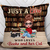 Doll Girl Books And Sleeping Cats Personalized Pillow (Insert Included)