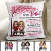 Doll Girls Sitting Under Pink Tree Gift For Besties Sisters Personalized Pillow (Insert Included)