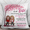 Doll Girls Sitting Under Pink Tree Gift For Besties Sisters Personalized Pillow (Insert Included)