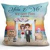 Doll Wedding Couple Under Arche Personalized Pillow