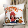 Fall Season Doll Cat Mom Sitting Personalized Pillow (Insert Included)