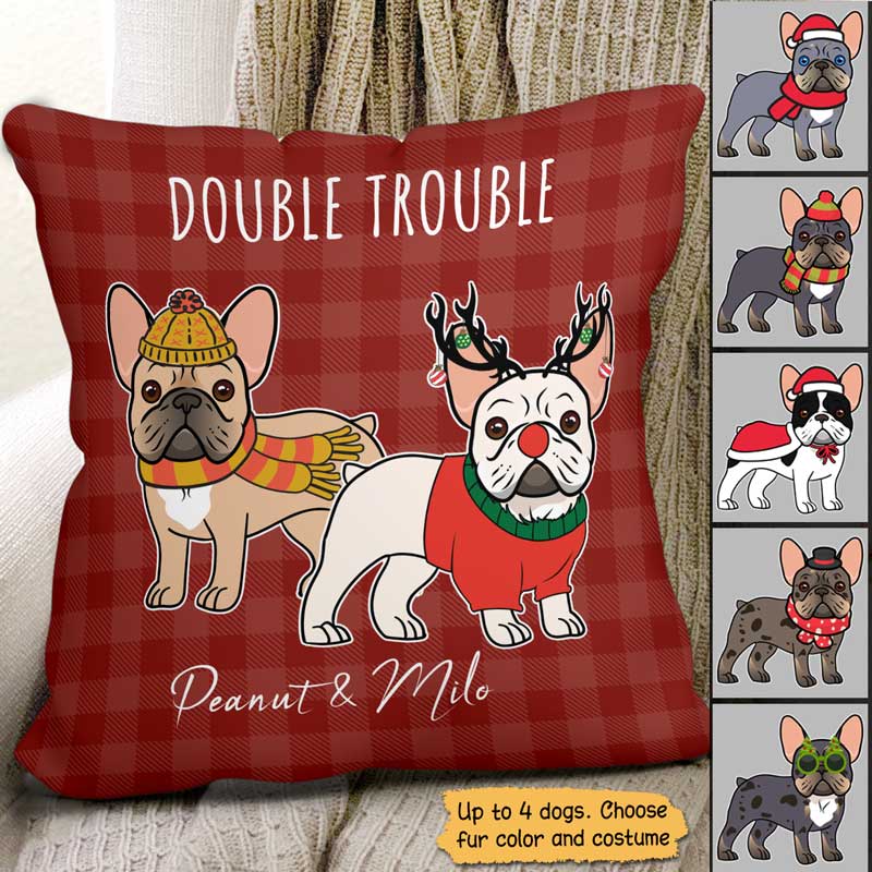 French Bulldog Christmas Pattern Personalized Pillow (Insert Included)