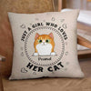 Girl Loves Cats Circle Personalized Pillow (Insert Included)