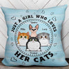 Girl Loves Cats Circle Personalized Pillow (Insert Included)