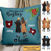 Long Distance Besties Winter Checkered Personalized Pillow (Insert Included)