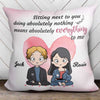 Sitting Next To You Chibi Couple Personalized Pillow (Insert Included)