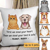 Steal Your Bed And Sofa Peeking Dogs Cats Personalized Pillow (Insert Included)