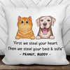 Steal Your Bed And Sofa Peeking Dogs Cats Personalized Pillow (Insert Included)