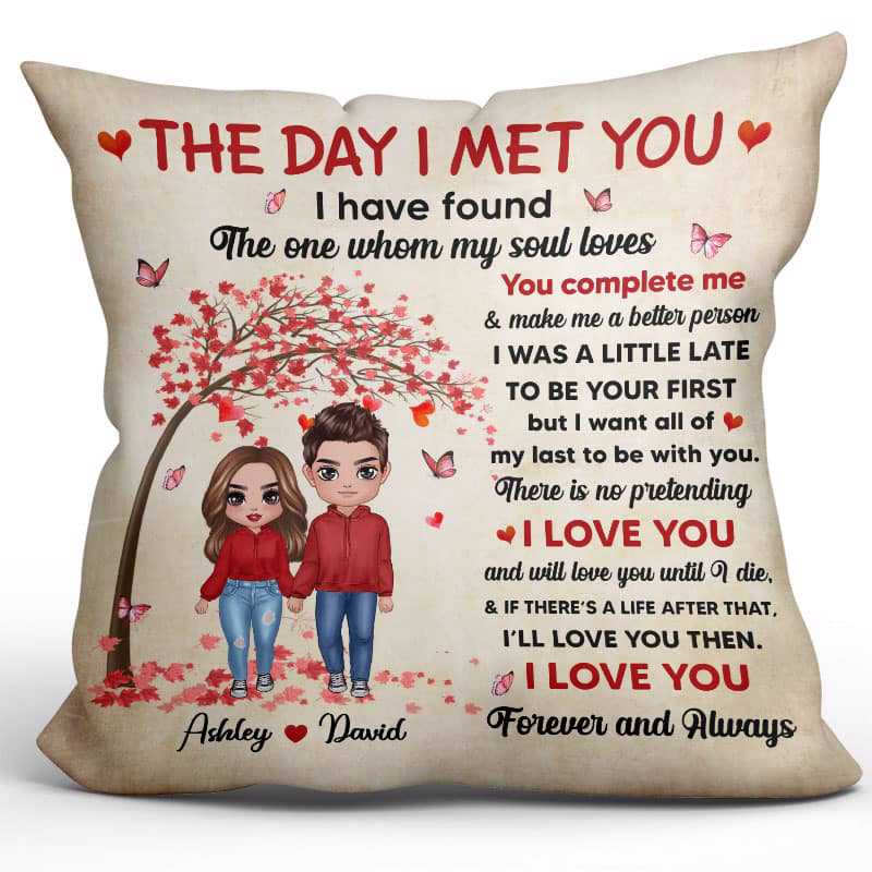 The Day I Met You Walking Doll Couple Gift Personalized Pillow