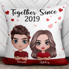 Together Since Doll Couple Flying Heart Gift Anniversary Gift For Her For Him Personalized Pillow (Insert Included)