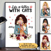 Better With Cat Floral Cartoon Sitting Personalized Vertical Poster