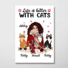 Better With Cat Floral Cartoon Sitting Personalized Vertical Poster