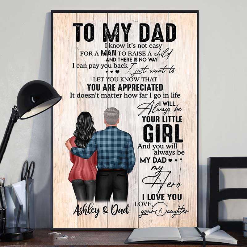 To My Dad From Daughter Vintage Personalized Canvas - TrendingCustom™️