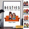 Doll Besties Sisters Siblings Sitting On Couch Personalized Vertical Poster