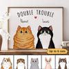 Double Trouble Fluffy Cats Personalized Horizontal Poster