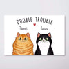 Double Trouble Fluffy Cats Personalized Horizontal Poster