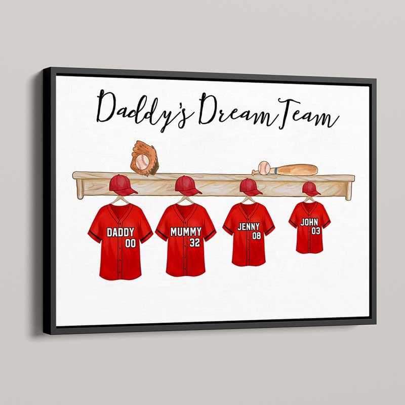 Family Baseball Team Personalized Horizontal Poster (version 4-5)