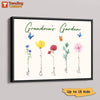 Family Watercolor Flowers Personalized Horizontal Poster (11-16 Kids)