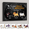Halloween Wicked Witch & Monster Walking Cat Personalized Horizontal Poster
