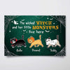 Halloween Wicked Witch & Monster Walking Cat Personalized Horizontal Poster
