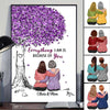 Mother And Daughter Sitting Purple Tree Personalized Vertical Poster
