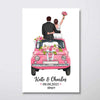 Wedding Gift Groom And Bride Sitting On Car Personalized Vertical Poster