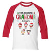 Christmas Pattern Awesome Mom Grandma Belongs Cute Kids Personalized Raglan Shirt