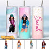 Girl Character Birthday Gift Personalized Skinny Tumbler