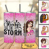 Stronger Than The Storm Breast Cancer Personalized Skinny Tumbler