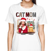 Cat Mom With Peeking Fluffy Cats Christmas Personalized Shirt