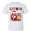 Cat Mom With Peeking Fluffy Cats Christmas Personalized Shirt