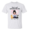 Girl Loves Her Cats Doll Girl & Sitting Cat Personalized Shirt