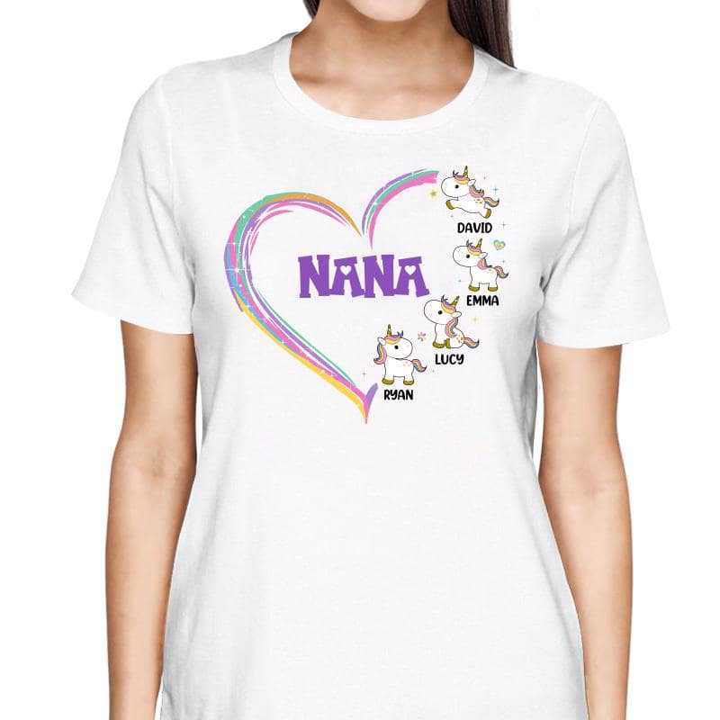 Grandmacorn Grandma Mom Heart Cute Unicorn Personalized Shirt