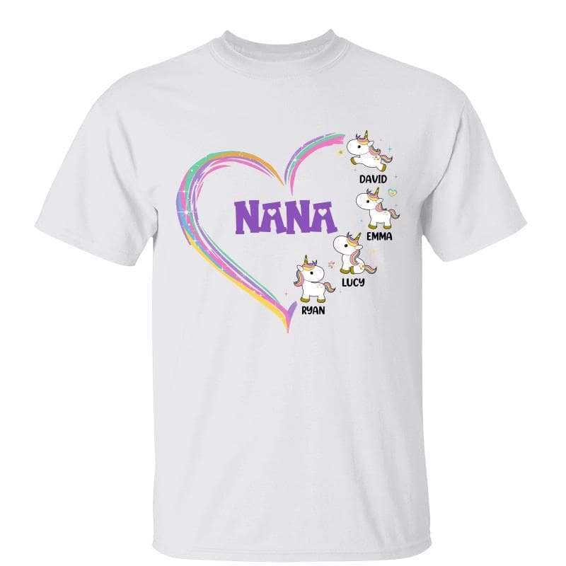 Grandmacorn Grandma Mom Heart Cute Unicorn Personalized Shirt