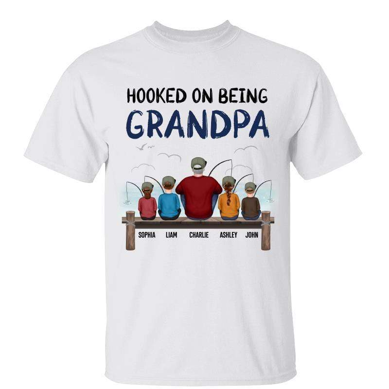 Hooked On Being Grandpa Customizable Shirt