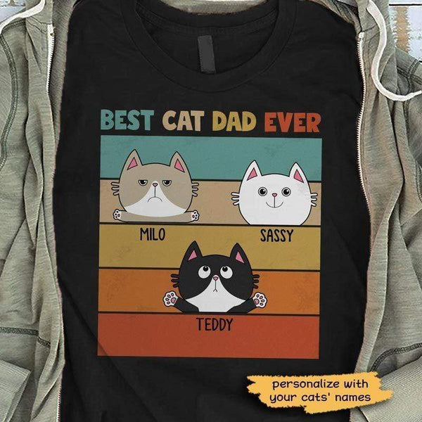 Best Cat Dad Ever Retro Personalized Cat Dad Shirt TrendingCustom™️