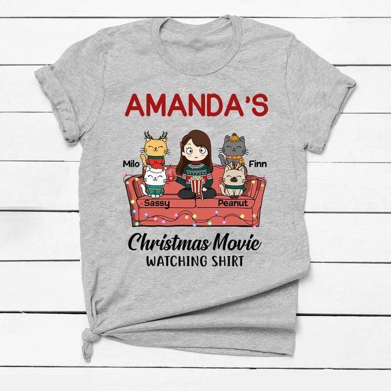 Christmas Movie Watching Sitting Cat Personalized Shirt