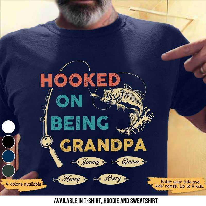 Hooked By Being Fishing Father's Day Personalized Shirt (More Styles)