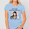 Just A Girl Who Loves Her Cat Personalized Light Blue Shirt