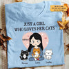 Just A Girl Who Loves Her Cat Personalized Light Blue Shirt