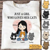 Just A Girl Who Loves Her Cat Personalized White Shirt