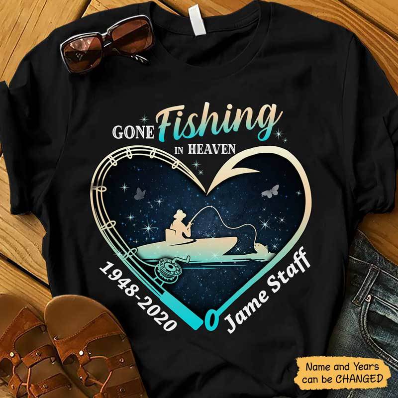 Gone Fishing With Daddy Kids Cotton T-Shirt - Navy - Small 