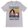 Never Underestimate Coffee Girl Cats Retro Personalized Shirt