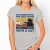 Never Underestimate Old Man With Cat Retro Personalized Shirt