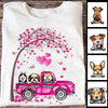 Pink Valentines Truck Peeking Dogs Personalized Shirt