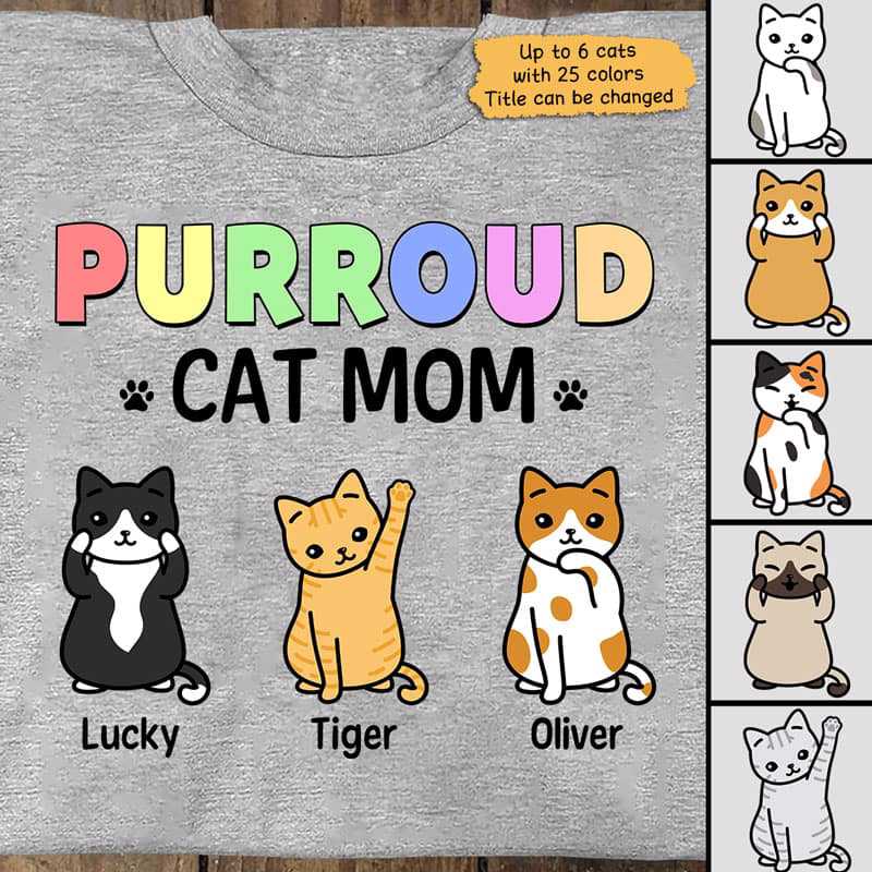 Purroud Cat Dad Mom Colorful Personalized Shirt