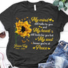 Sunflower My Mind Still Talks To You Memorial Personalized Shirt (Grey Shirt)